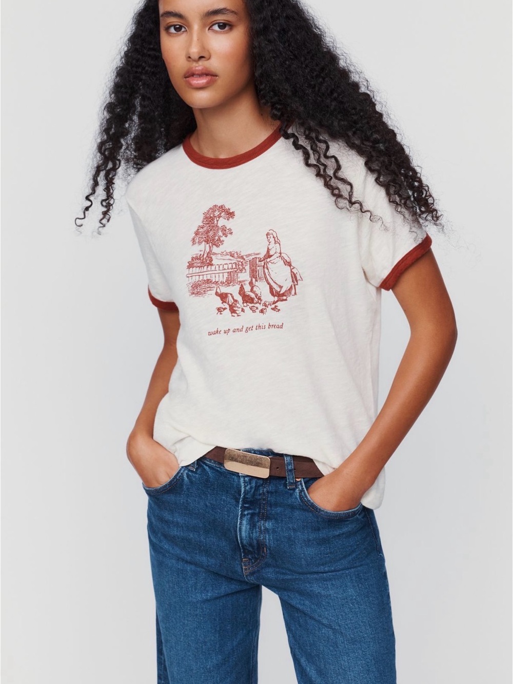Anthropologie Tee with Rust Graphic Trim
